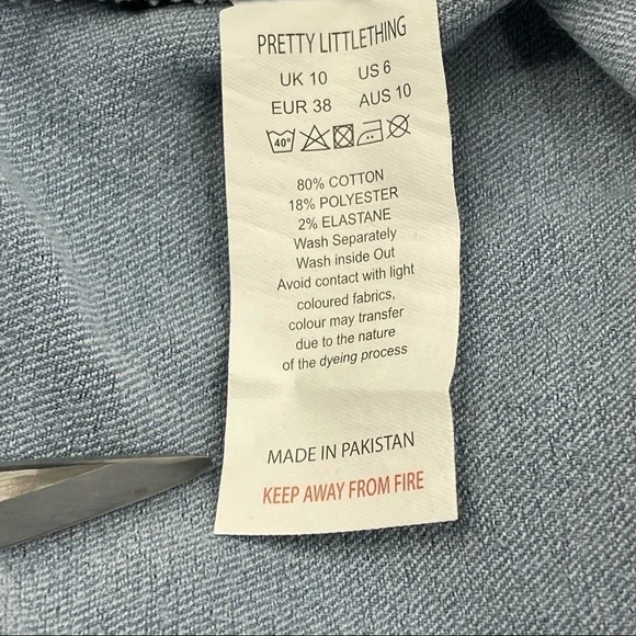 Pretty Little Thing Skirt Denim Blue Jean Boho Concert Summer Festival New - Picture 9 of 9